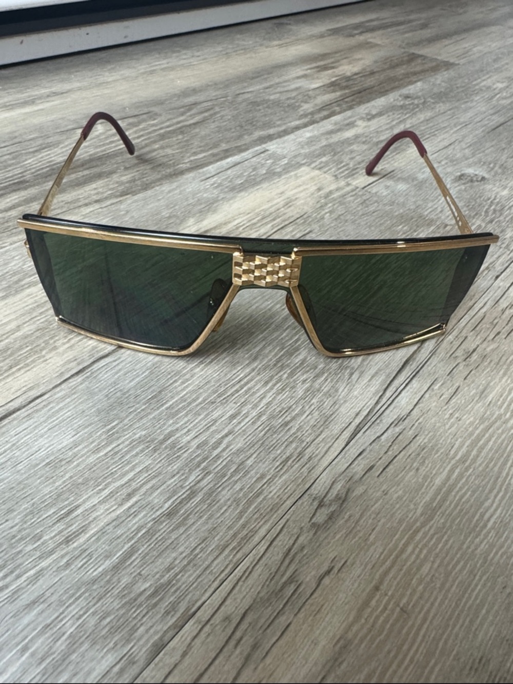 Christian Dior Monsieur 2392 Vintage Shield Sunglasses Green Gold